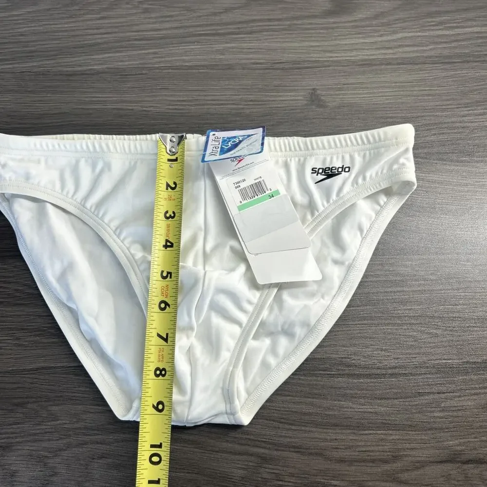 Speedo Men’s Swim Brief Size 34 White NWT New Old Stock Racing Swimsuit READ